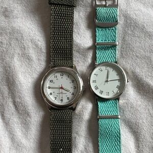 Silver Watches with Green and Teal Straps